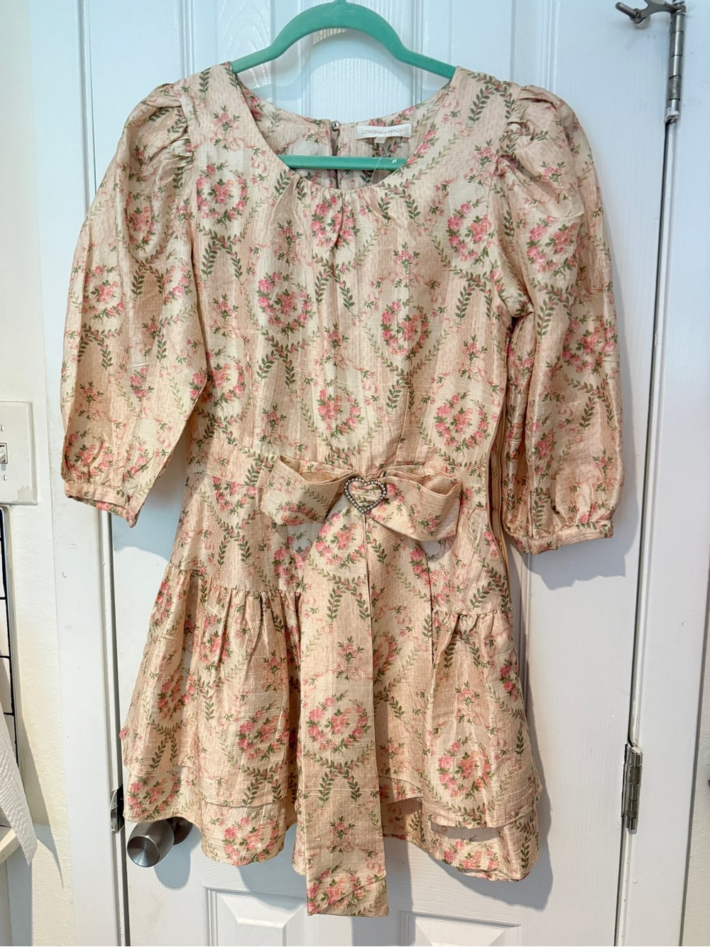 LoveShackFancy Cream and Pink Rococo Dress - Picture 2 of 12